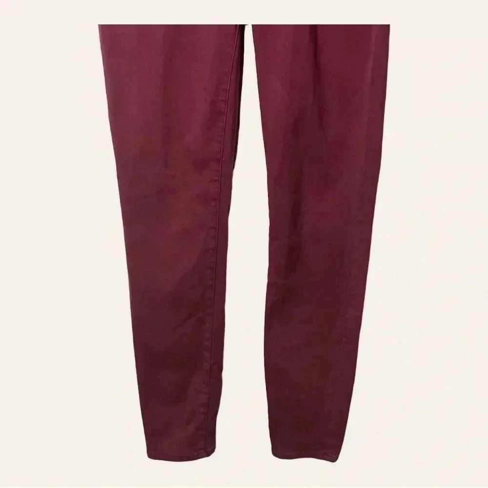 1145. Madewell HI RISE SKINNY SKINNY DENIM‎ JEANS BURGUNDY IN COLOR SIZE 26